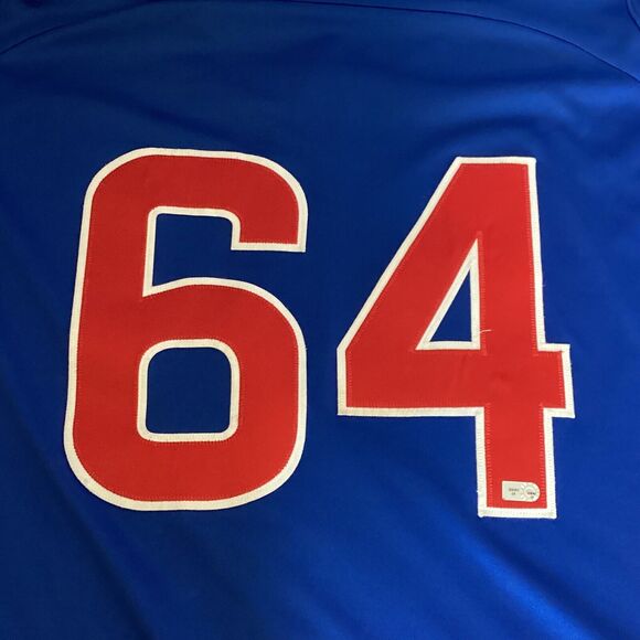 Majestic Authentic Chicago Cubs Jersey #64 Size 48 Cool Base MLB Blue Red - Picture 6 of 9